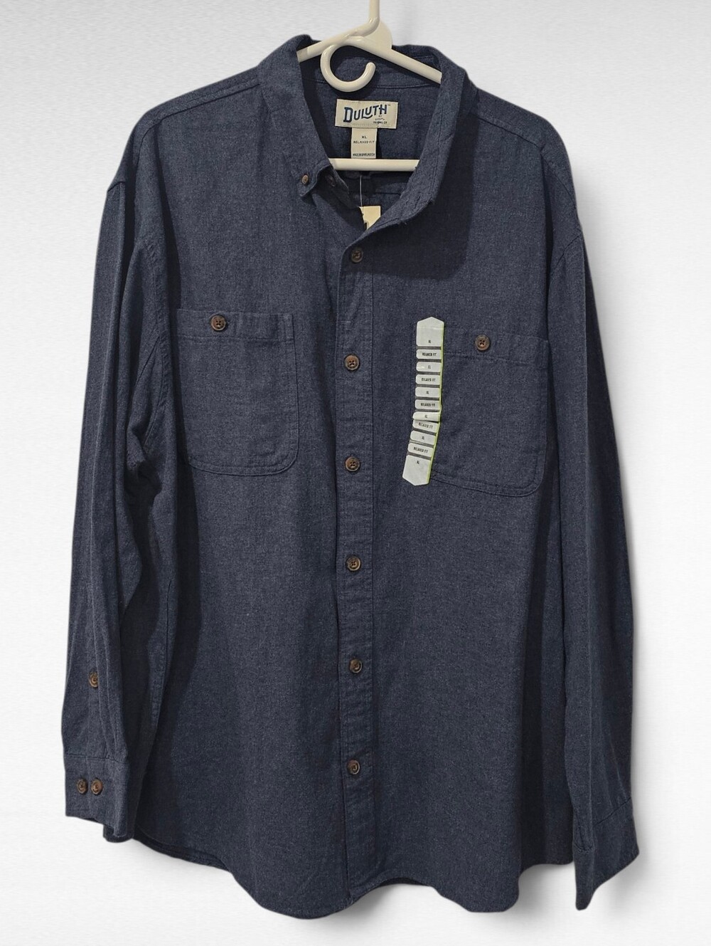 Duluth Trading Co Free Swingin Solid Flannel Relaxed Fit Navy Shirt XL